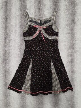 Gingham Polka Dot Mixed Pattern Japanese Jfashion Babydoll Mini Dress MILK